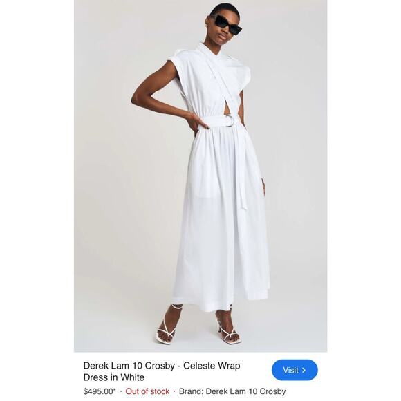 Derek Lam 10 Crosby Celeste Wrap Dress Cap Sleeve in White Size 4 NWT - Picture 7 of 13